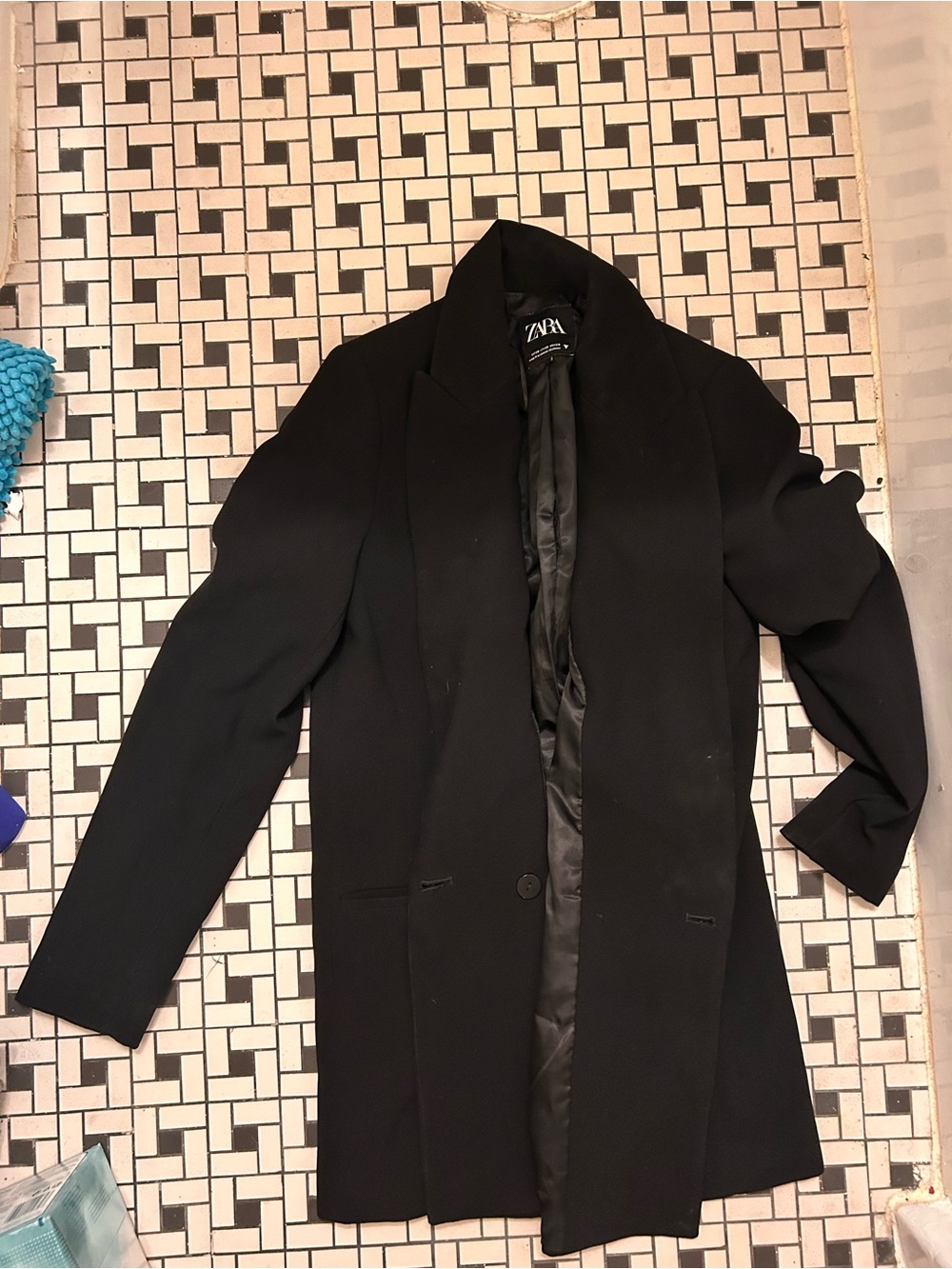 Zara Black Longline Single-Button Blazer